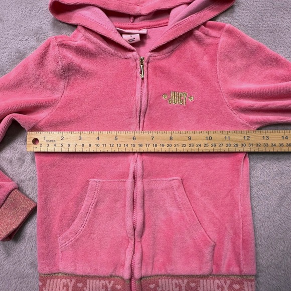 Juicy Couture Girls Size S Pink Terry Hoodie Gold‎ Sparkle Trim Y2K  Glam - Picture 6 of 10